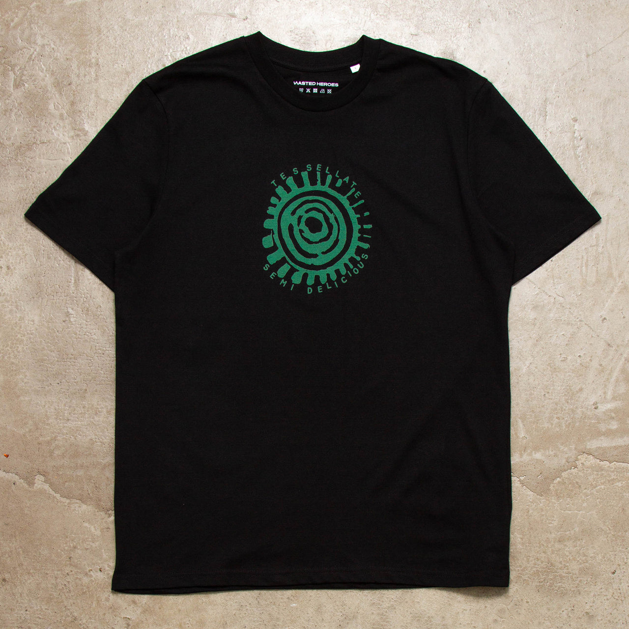 Green Tessellate Semi Delicious Front Print - Tshirt - Black