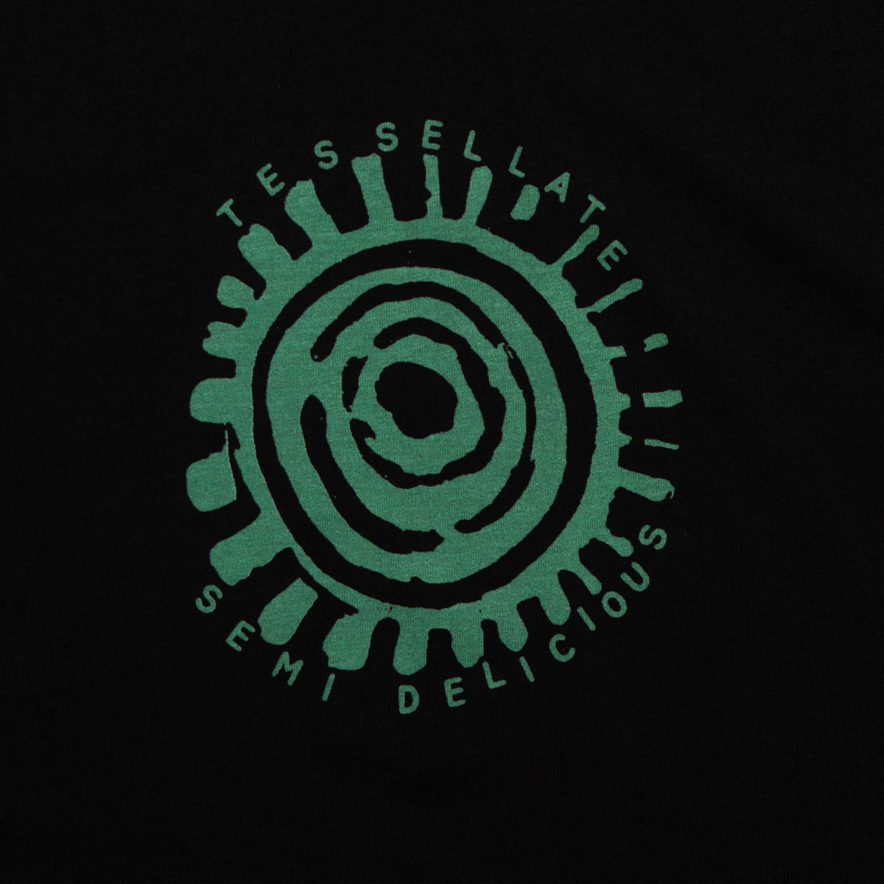 Green Tessellate Semi Delicious Front Print - Tshirt - Black
