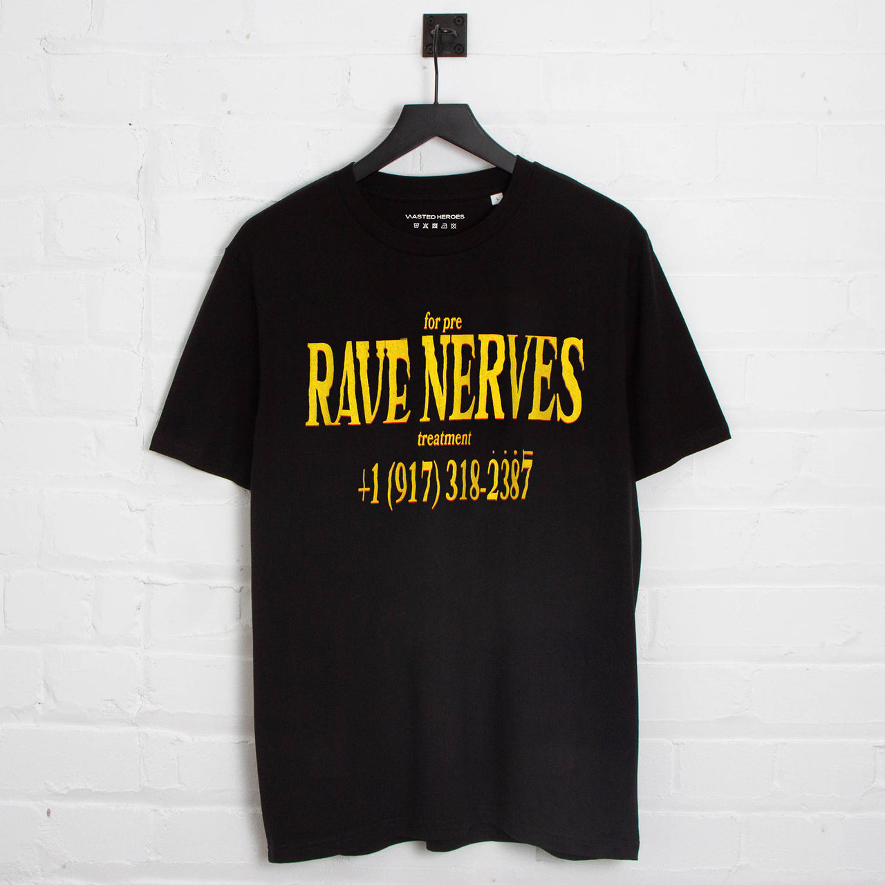 Rave Nerves Front Print - Tshirt - Black