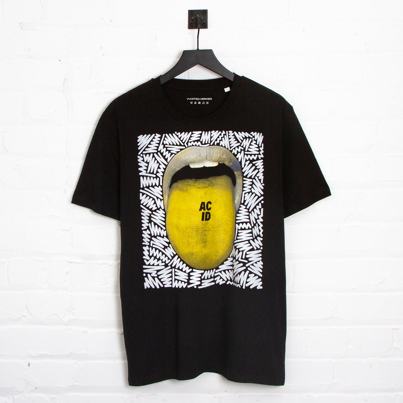 Doodle Acid Drop Front Print - Tshirt - Black