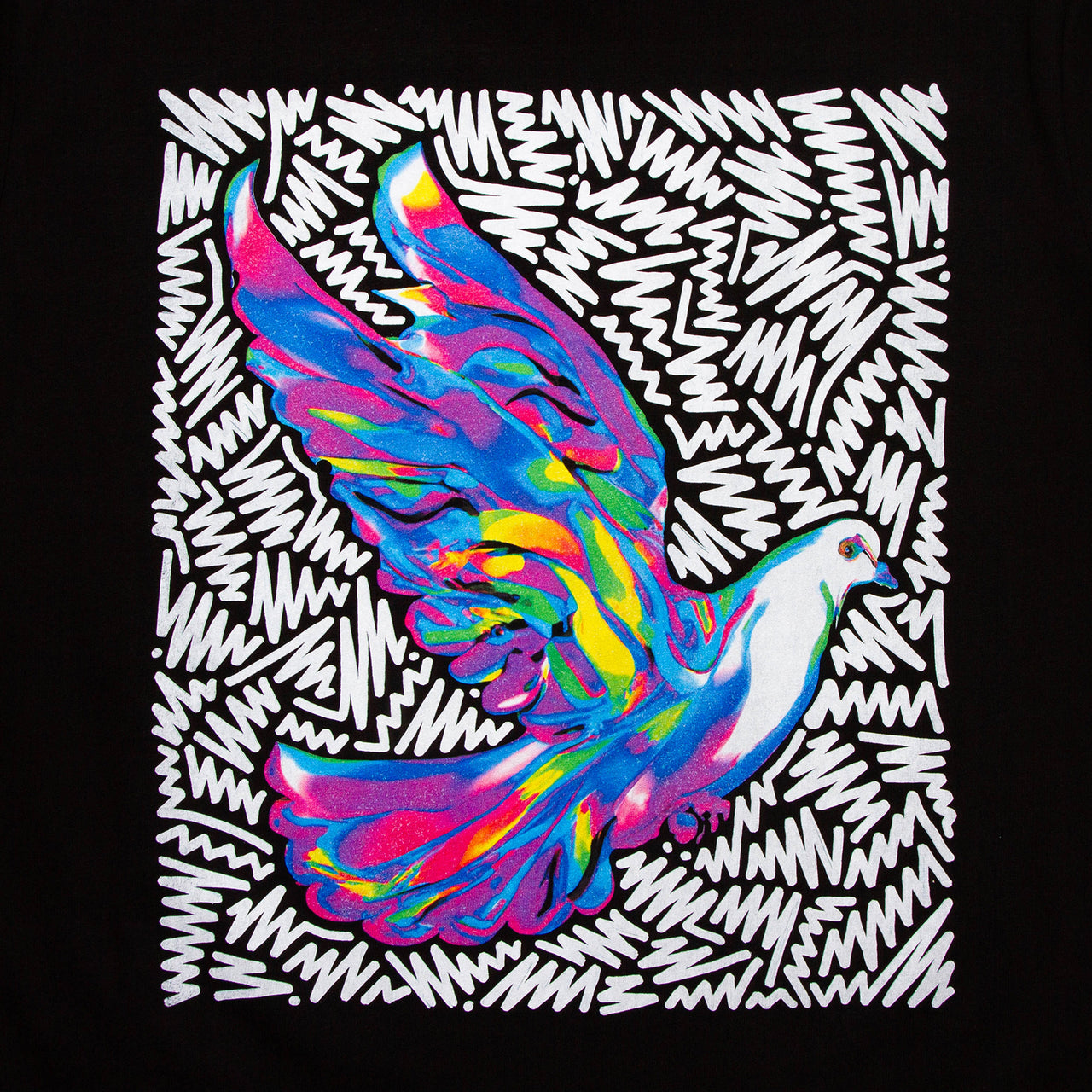 Doodle Dove Back Print - Tshirt - Black