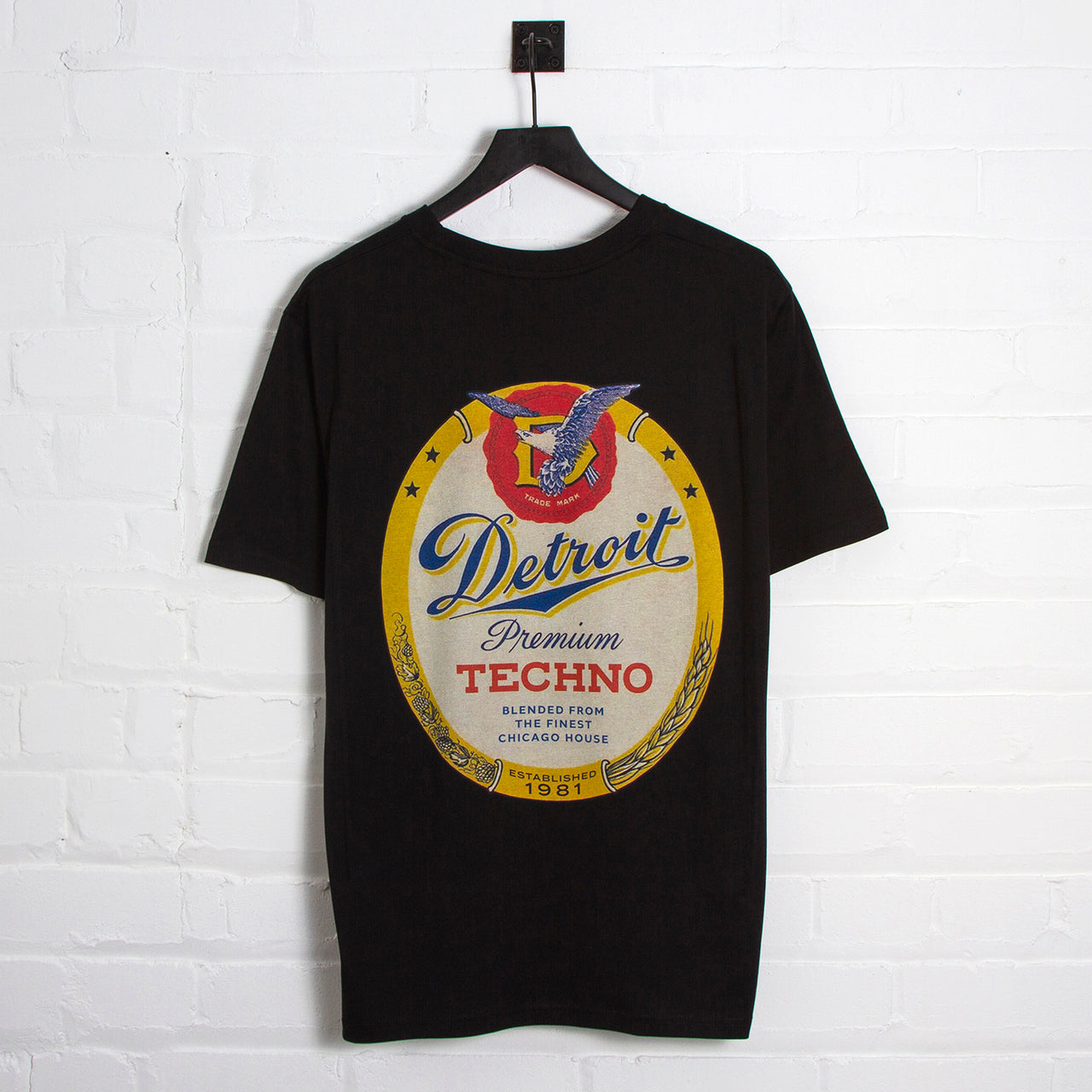 Detroit Premium Techno Back Print - Tshirt - Black