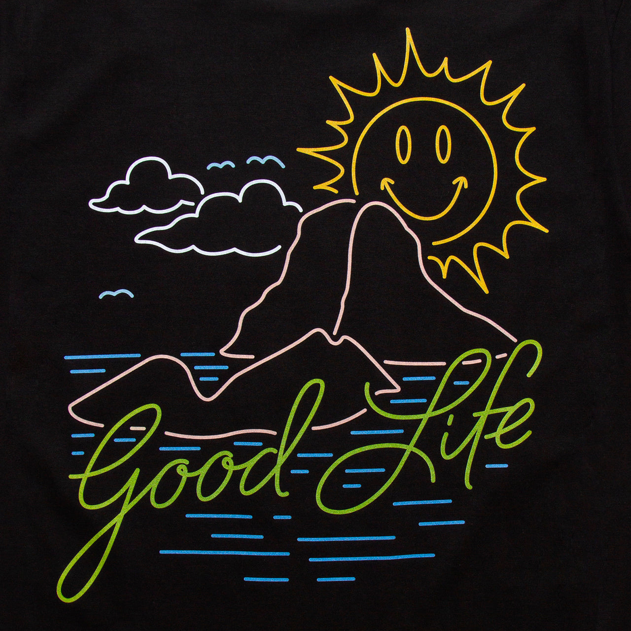 Neon Es Vedrà Good Life Back Print - Tshirt - Black