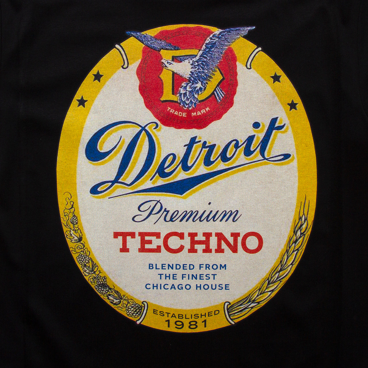 Detroit Premium Techno Back Print - Tshirt - Black