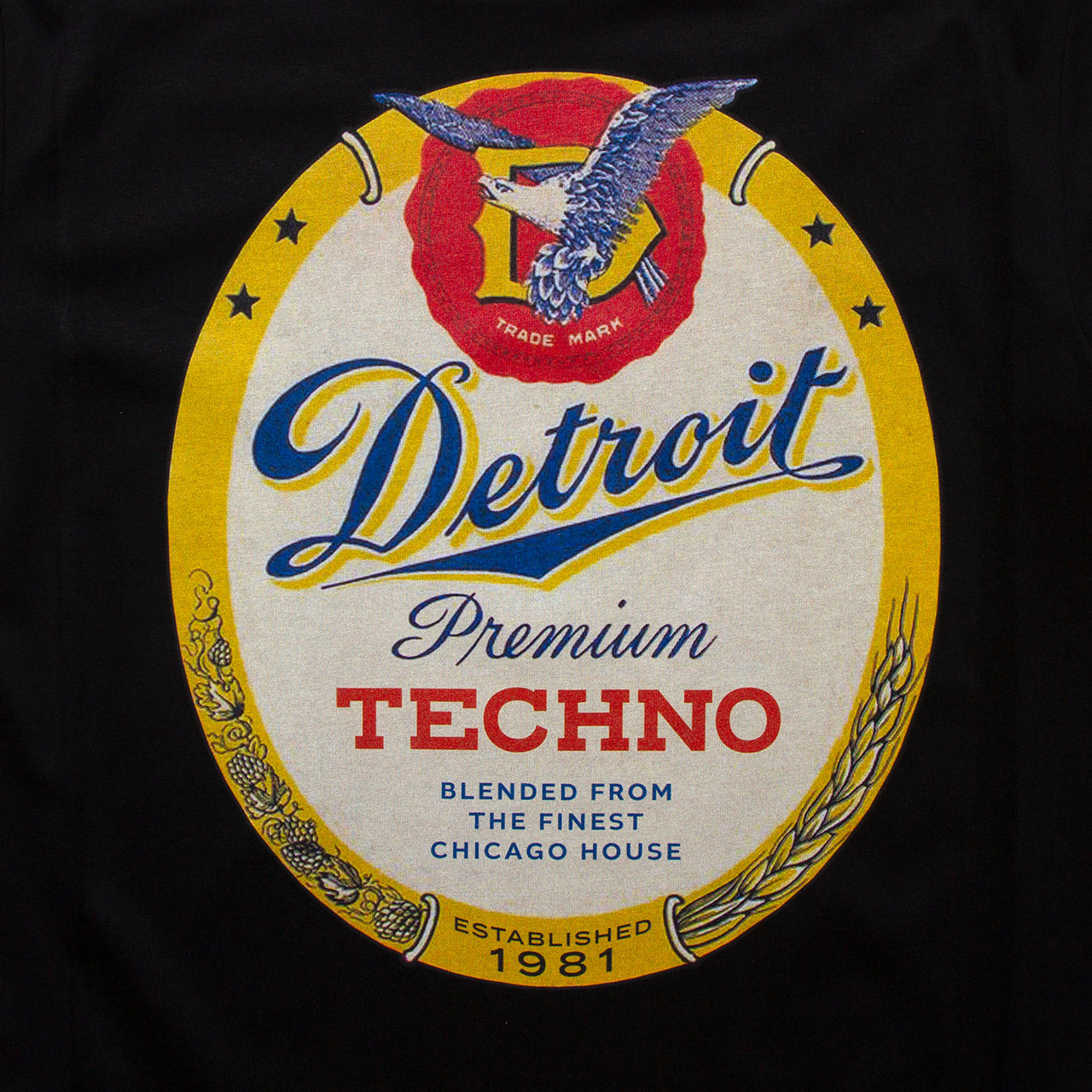 Detroit Premium Techno Front Print - Tshirt - Black