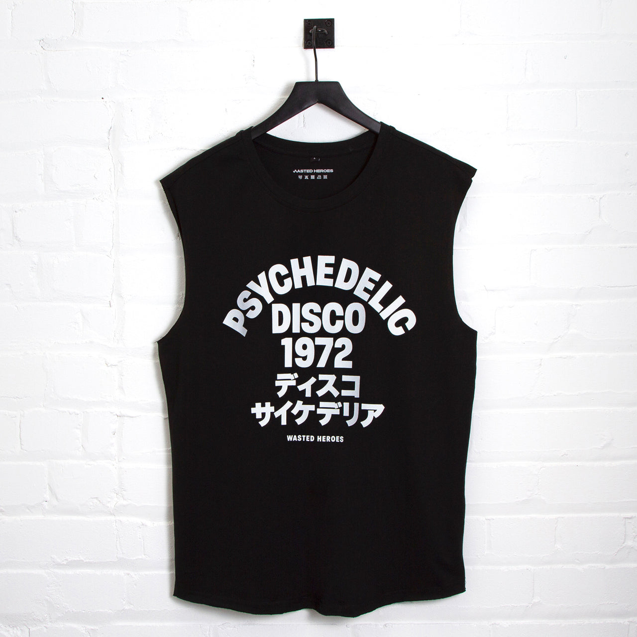 1972 Psychedelic Disco Front Print  - Tank Tshirt - Black
