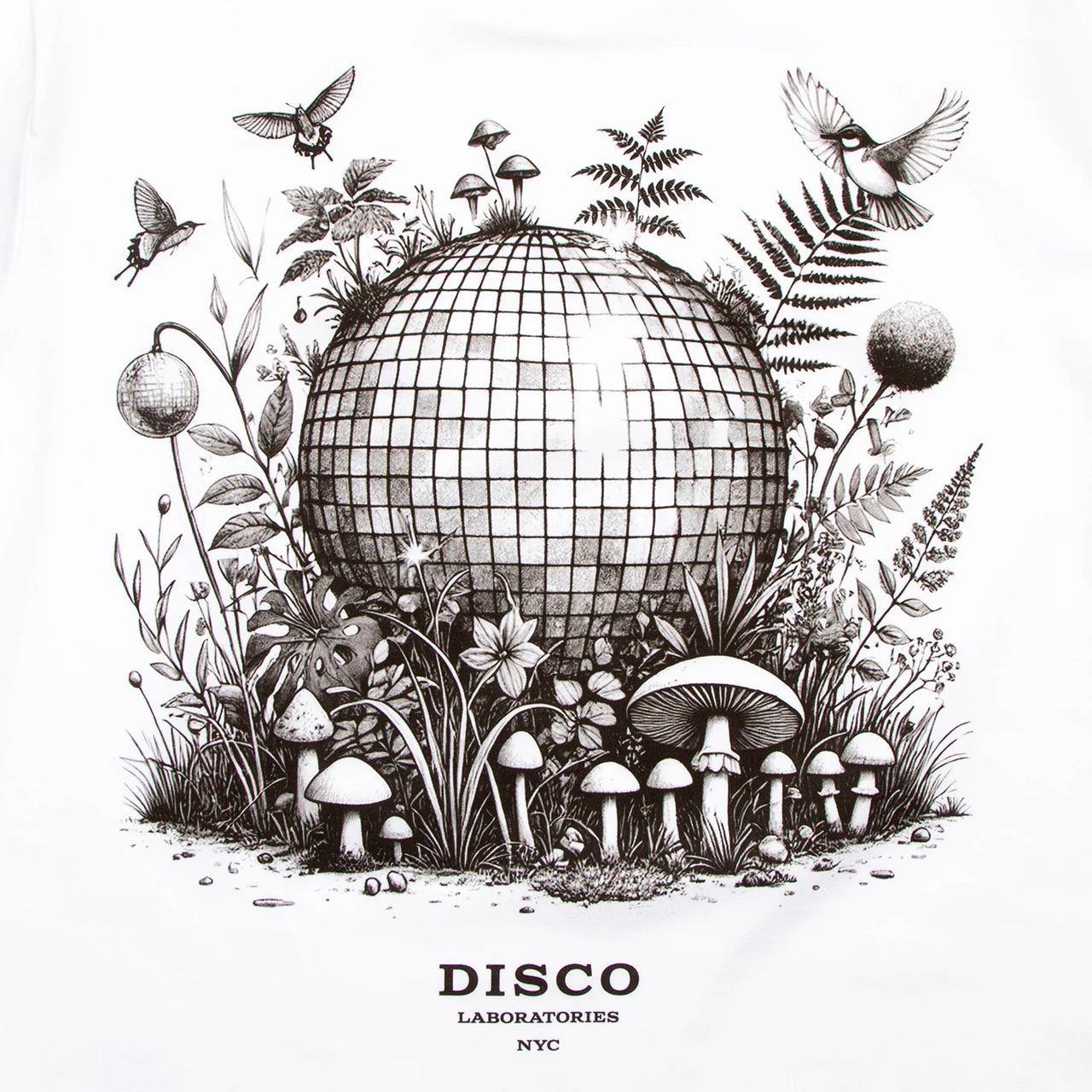 Ecology Disco Labs Front Print - Tank Tshirt - White