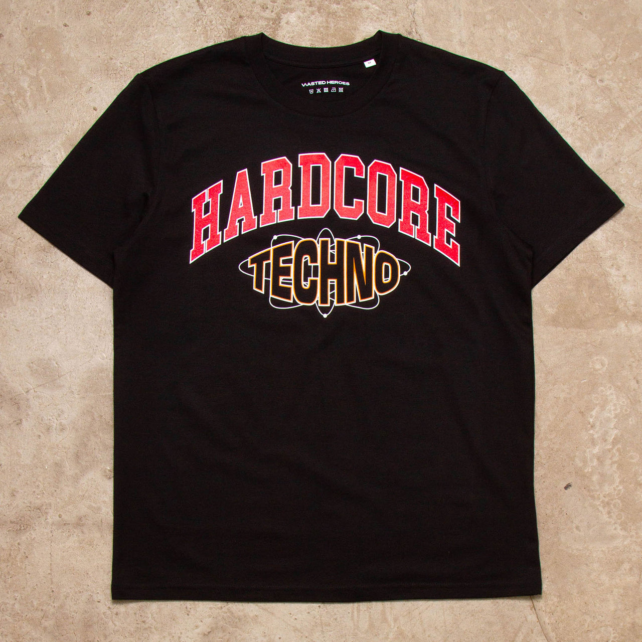 Varsity Techno Hardcore Front Print - Tshirt - Black