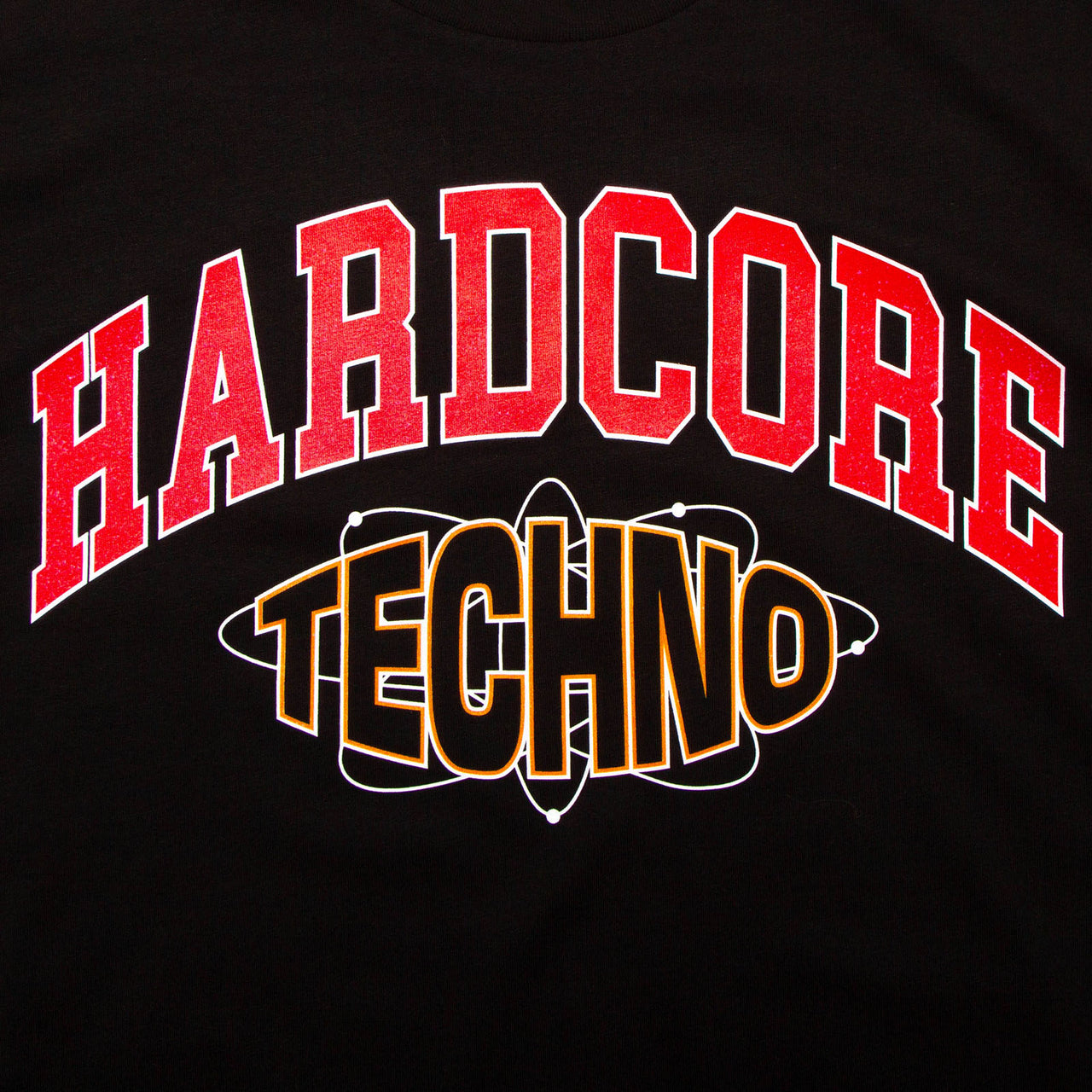 Varsity Techno Hardcore Front Print - Tshirt - Black