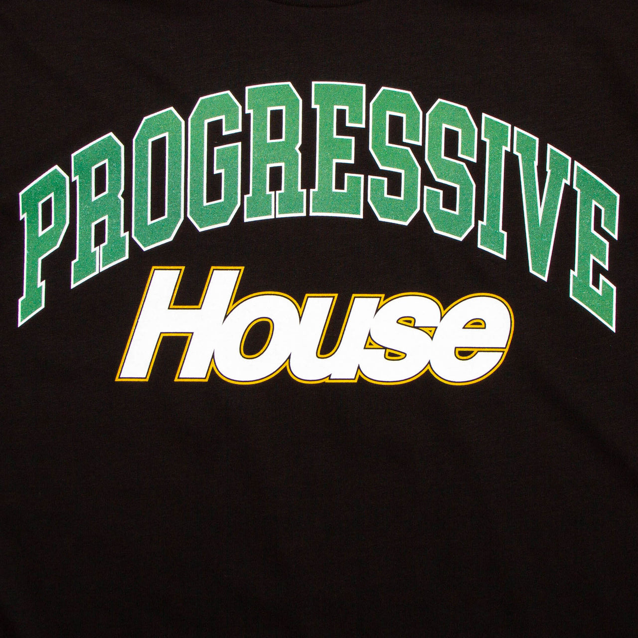 Varsity Progressive House Front Print - Tshirt - Black