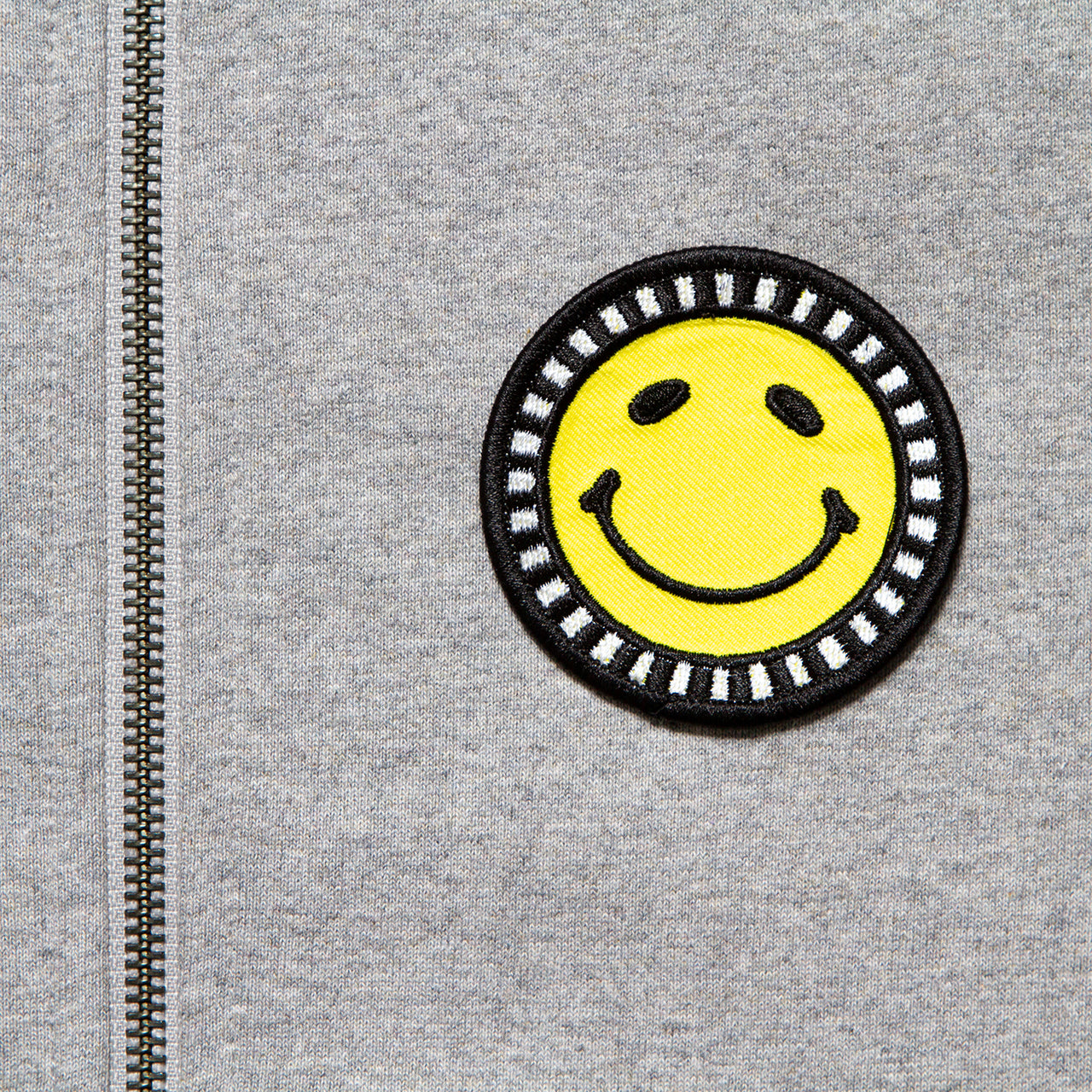 Smiley Crest - Zipped Hood - Grey