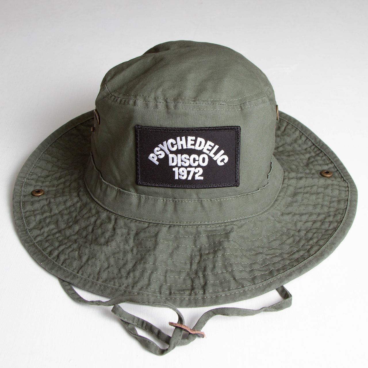 1972 Psychedelia Disco - Draw String Bucket Hat - Khaki