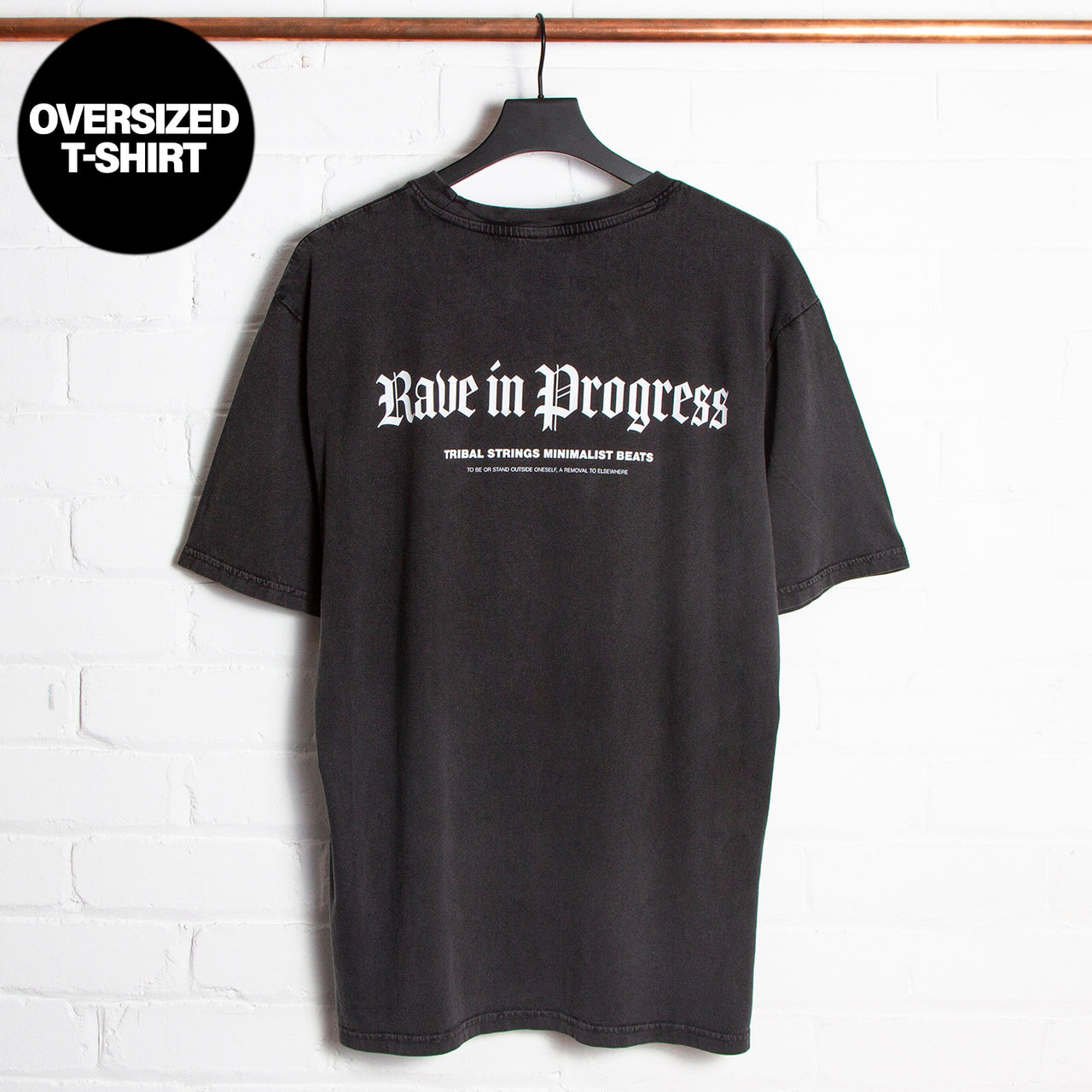 Gothic Rave In Progress  - Oversized Tshirt - Stone Wash Black
