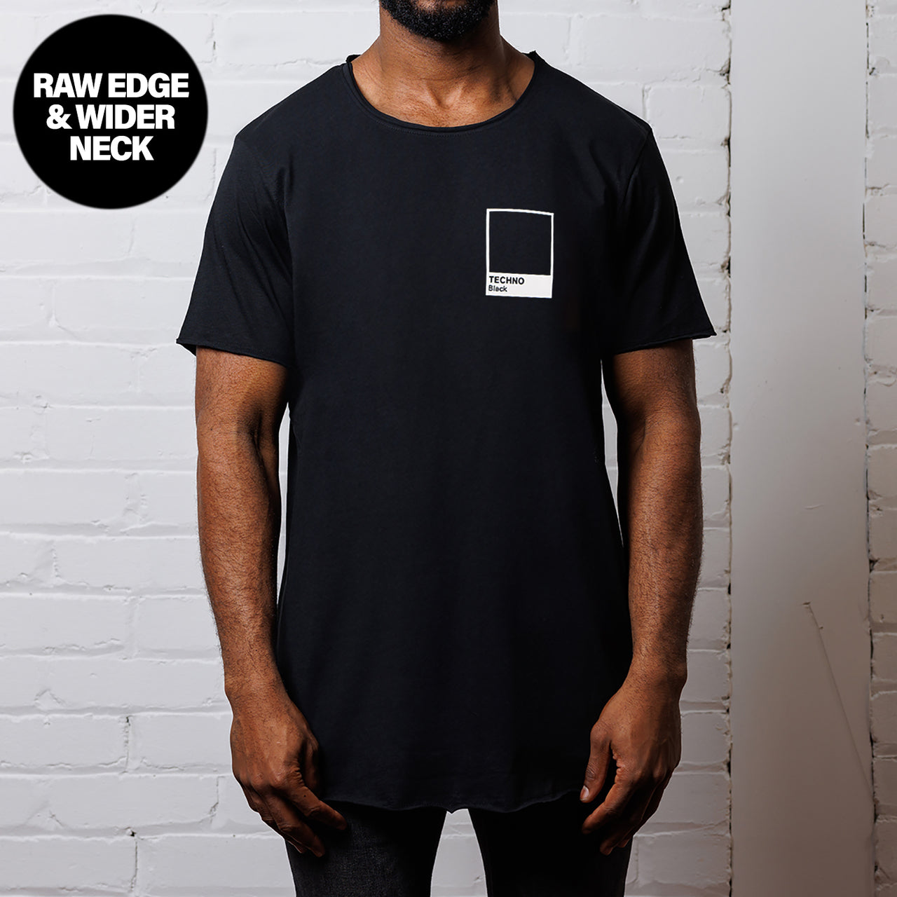 Crest Techno Black - Raw Edge Tshirt - Black