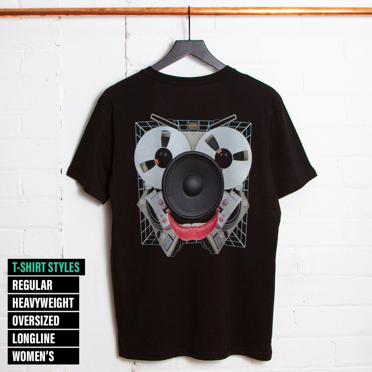 Audio Face Back Print - Tshirt - Black