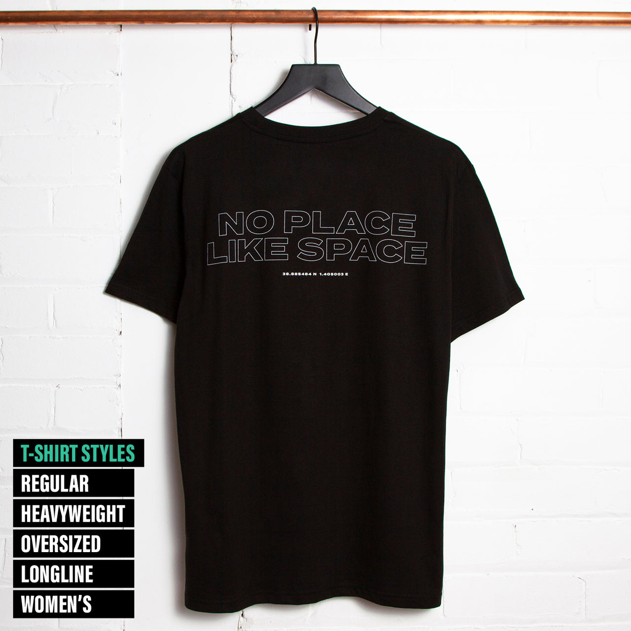 No Place Like Space Back Print - Tshirt - Black
