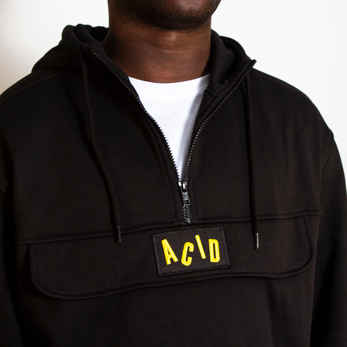 Acid Letter - 3/4 Zipped Pullover Hood - Black - Wasted Heroes
