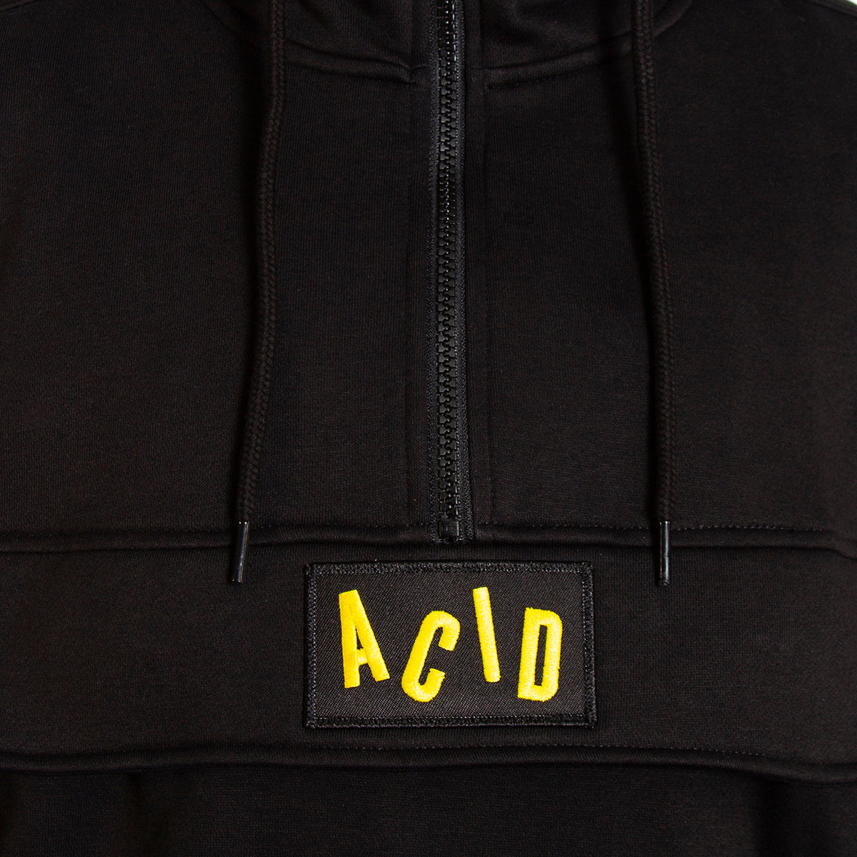 Acid Letter - 3/4 Zipped Pullover Hood - Black - Wasted Heroes