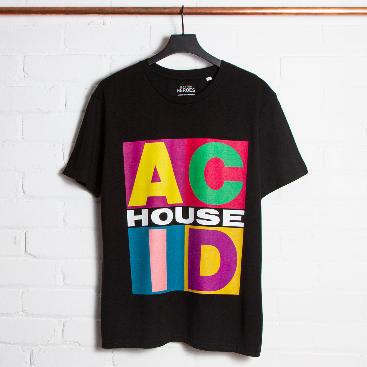 Squares Acid House Front Print - Tshirt - Black