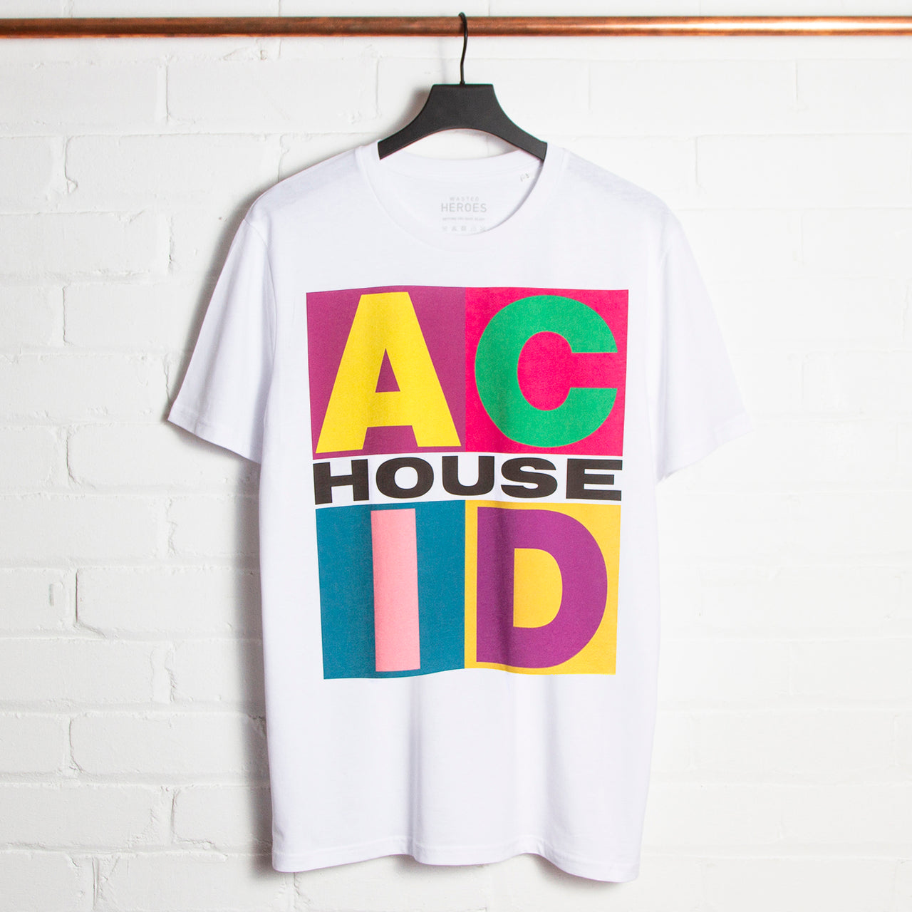 Squares Acid House Front Print - Tshirt - White