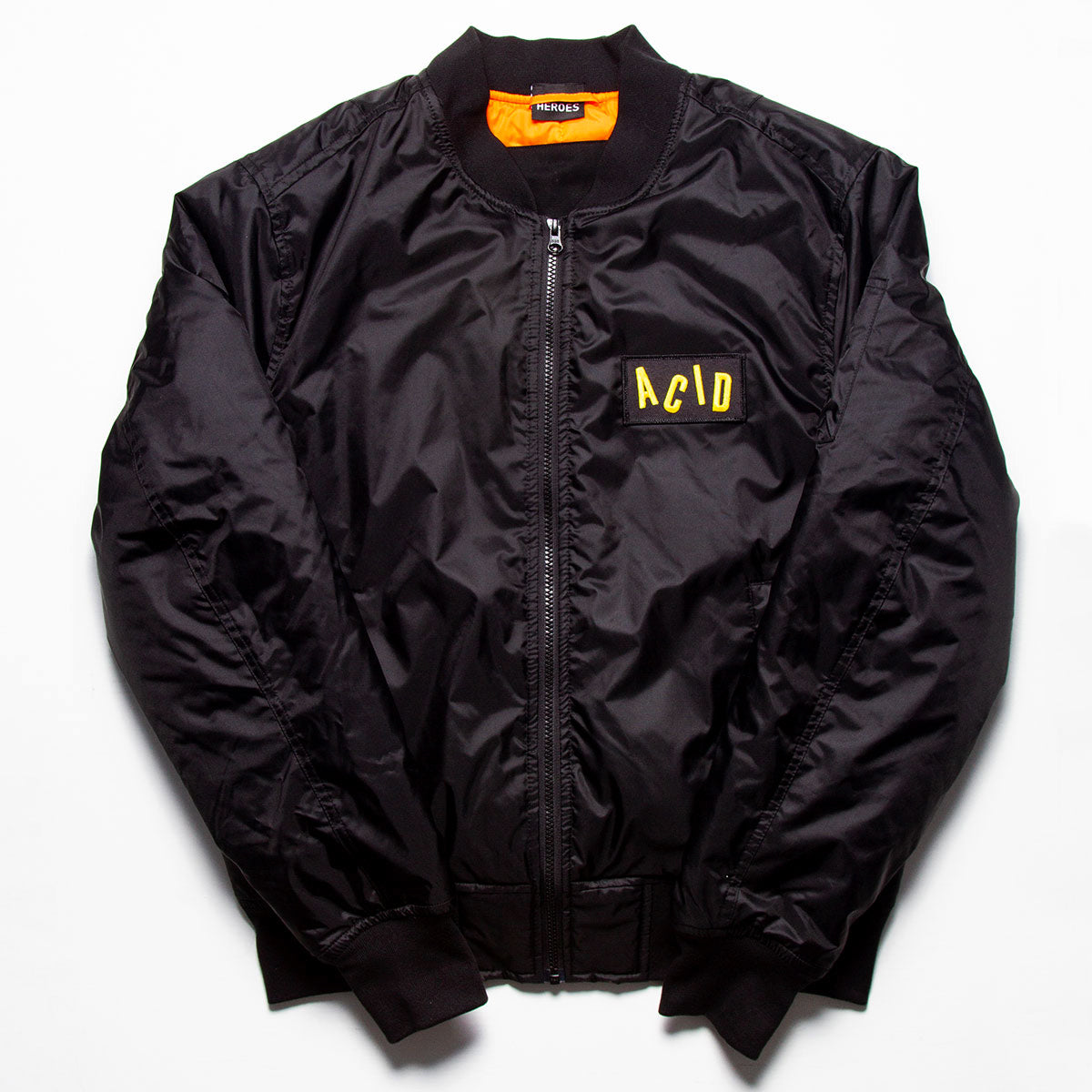 Acid Letter - Padded Bomber Jacket - Black - Wasted Heroes