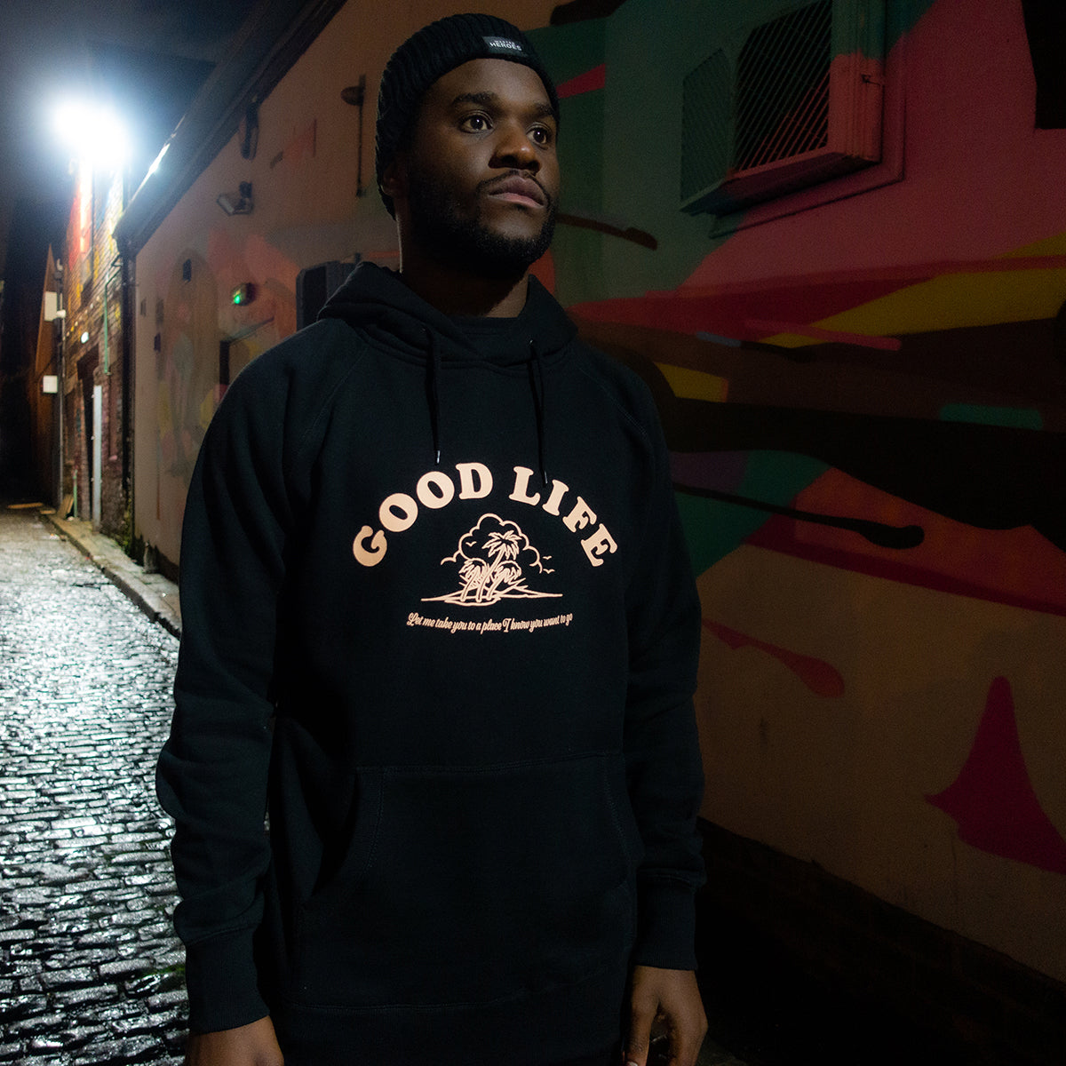 Good Life Front Print - Pullover Hood - Black - Wasted Heroes