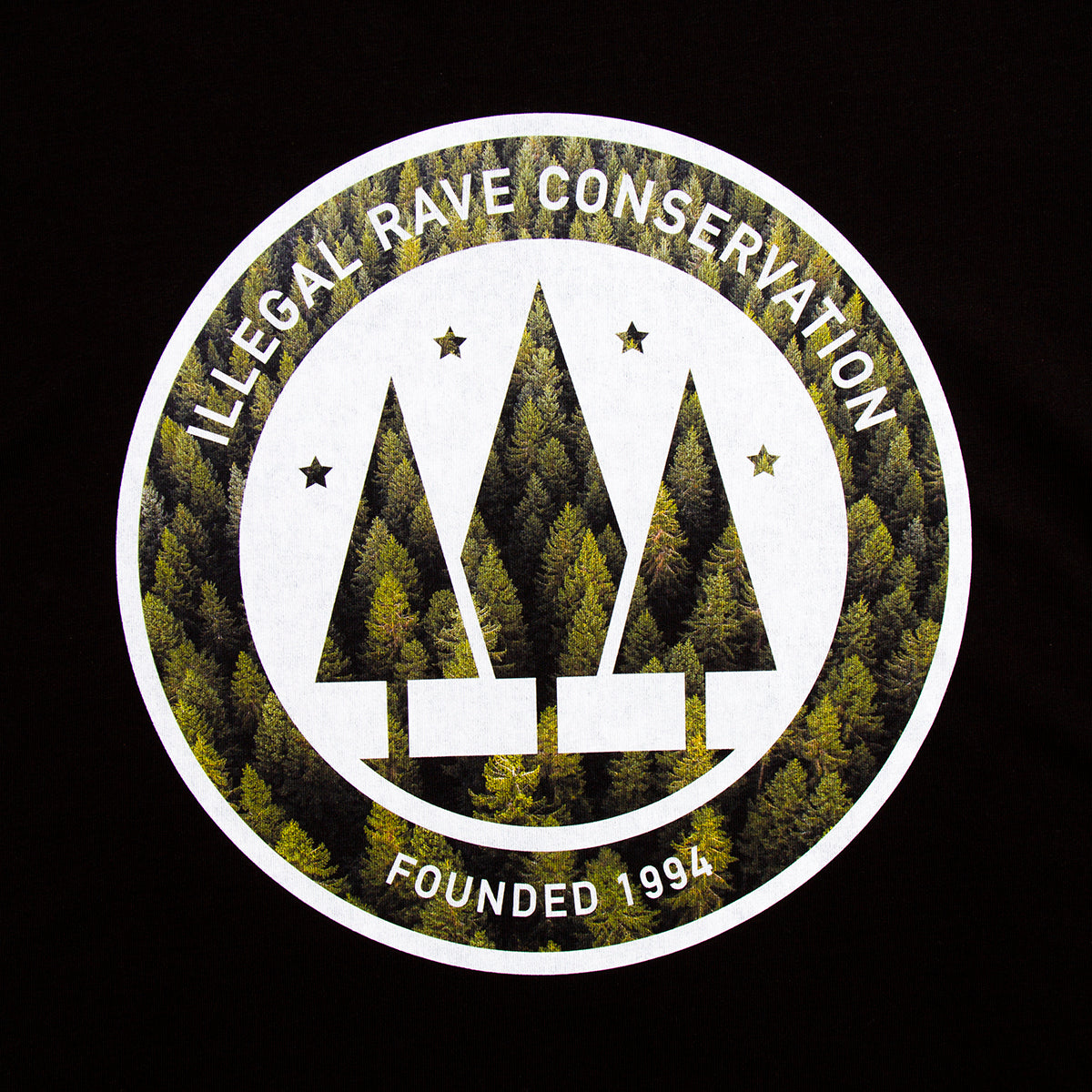 Illegal Rave Forest Front Print - Tshirt - Black