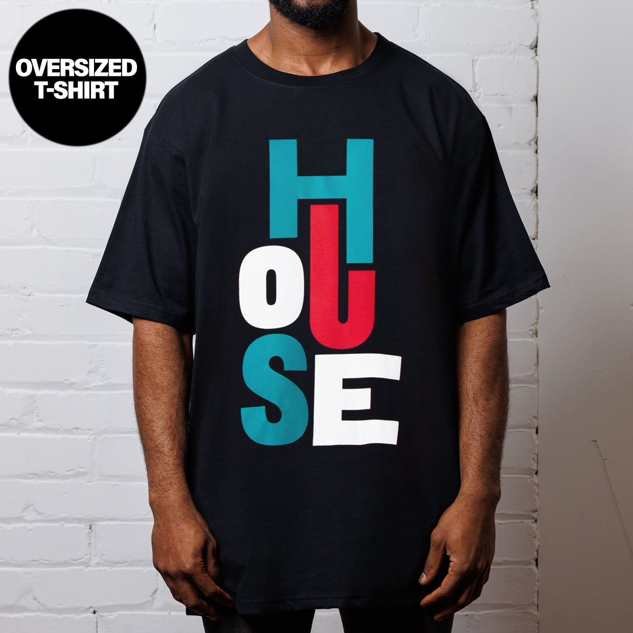 Just House Front Print  - Oversized Tshirt - Black