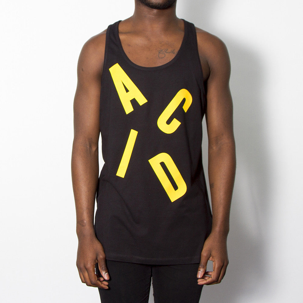 Acid Letter - Mens Vest - Black - Wasted Heroes