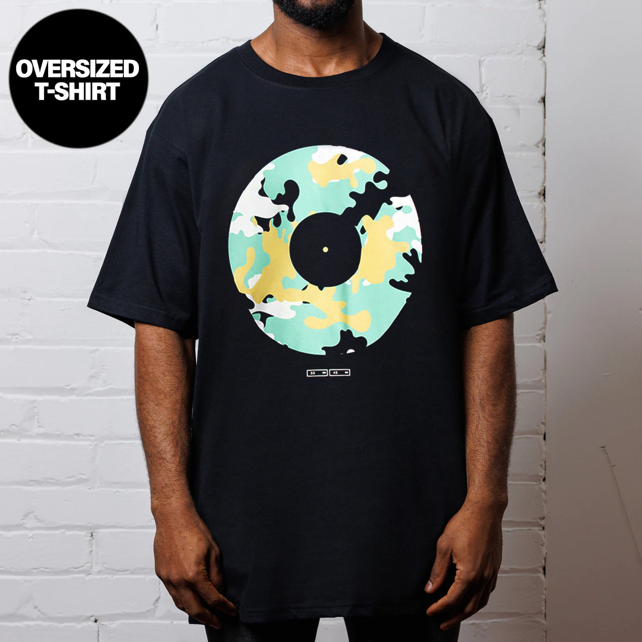 Vinyl Remixed Camo - Oversized Tshirt - Black