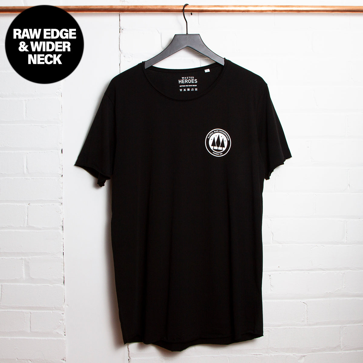 Crest Illegal Rave Conservation - Raw Edge Tshirt - Black