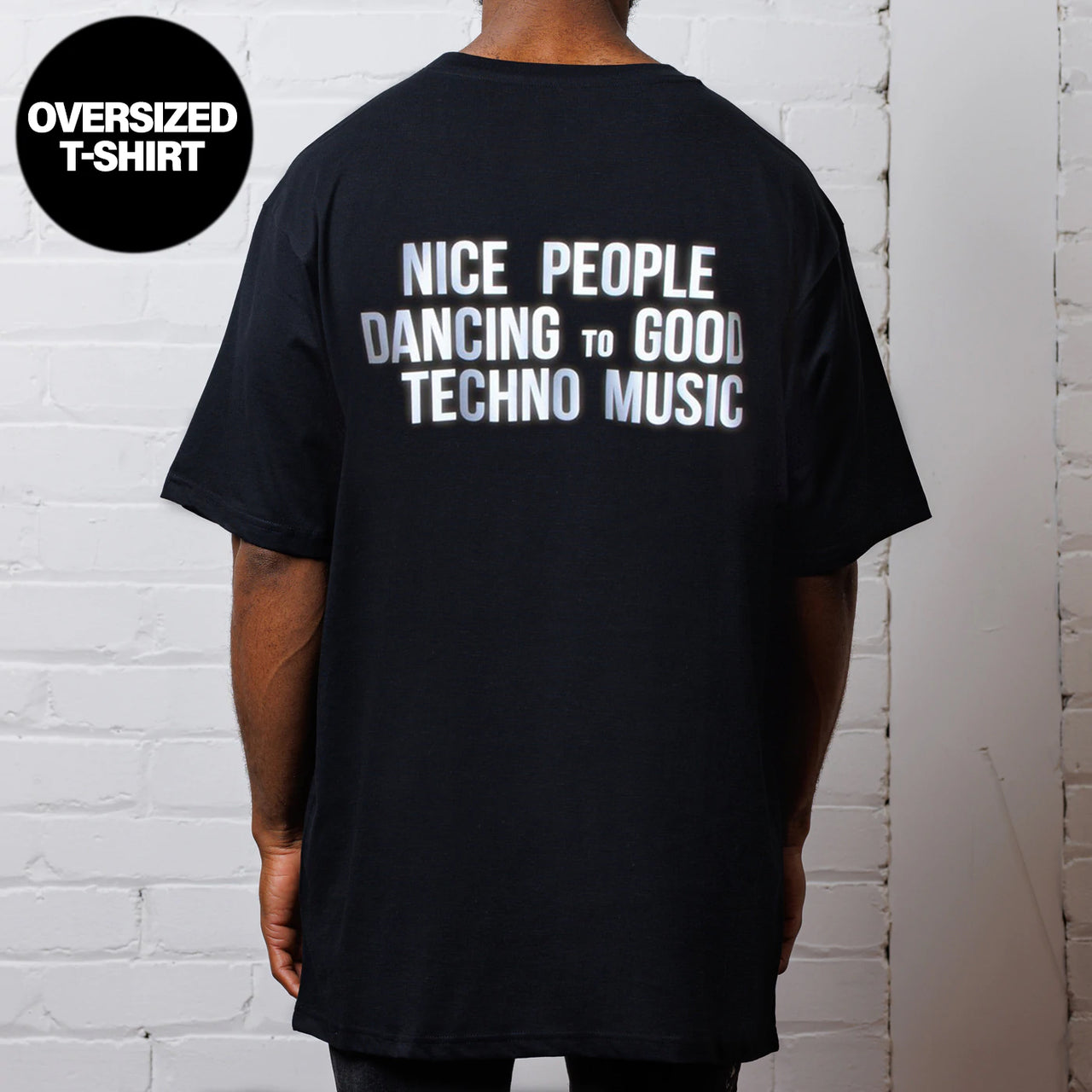 Reflective Peoples Techno  - Oversized Tshirt - Black