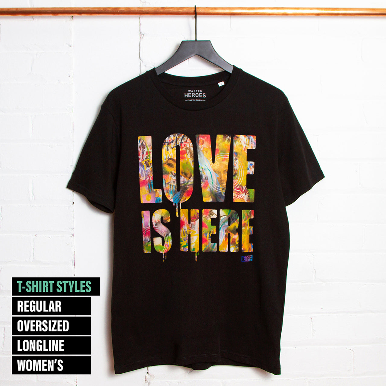 Love Is Here Front Print - Tshirt - Black