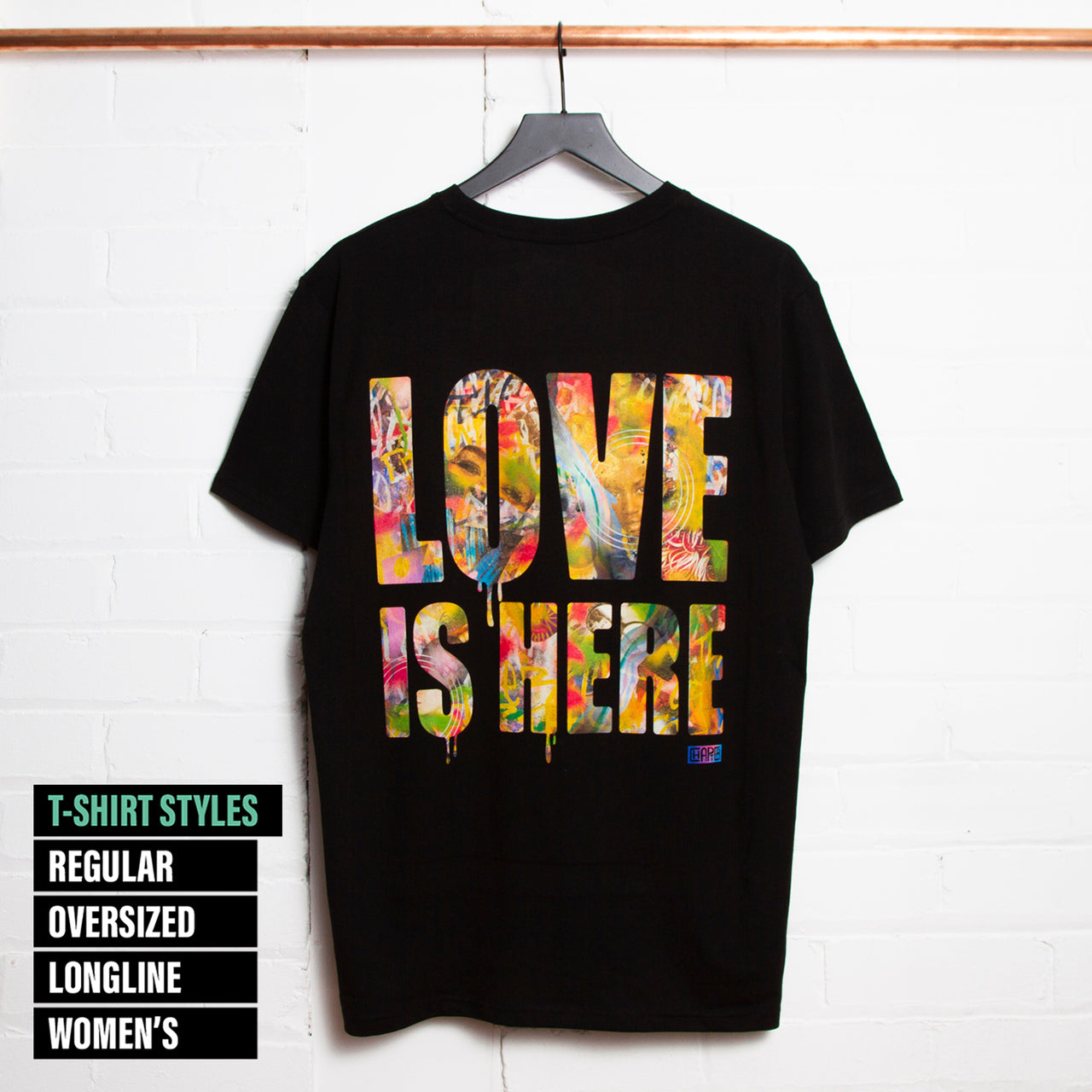 Love Is Here Back Print - Tshirt - Black