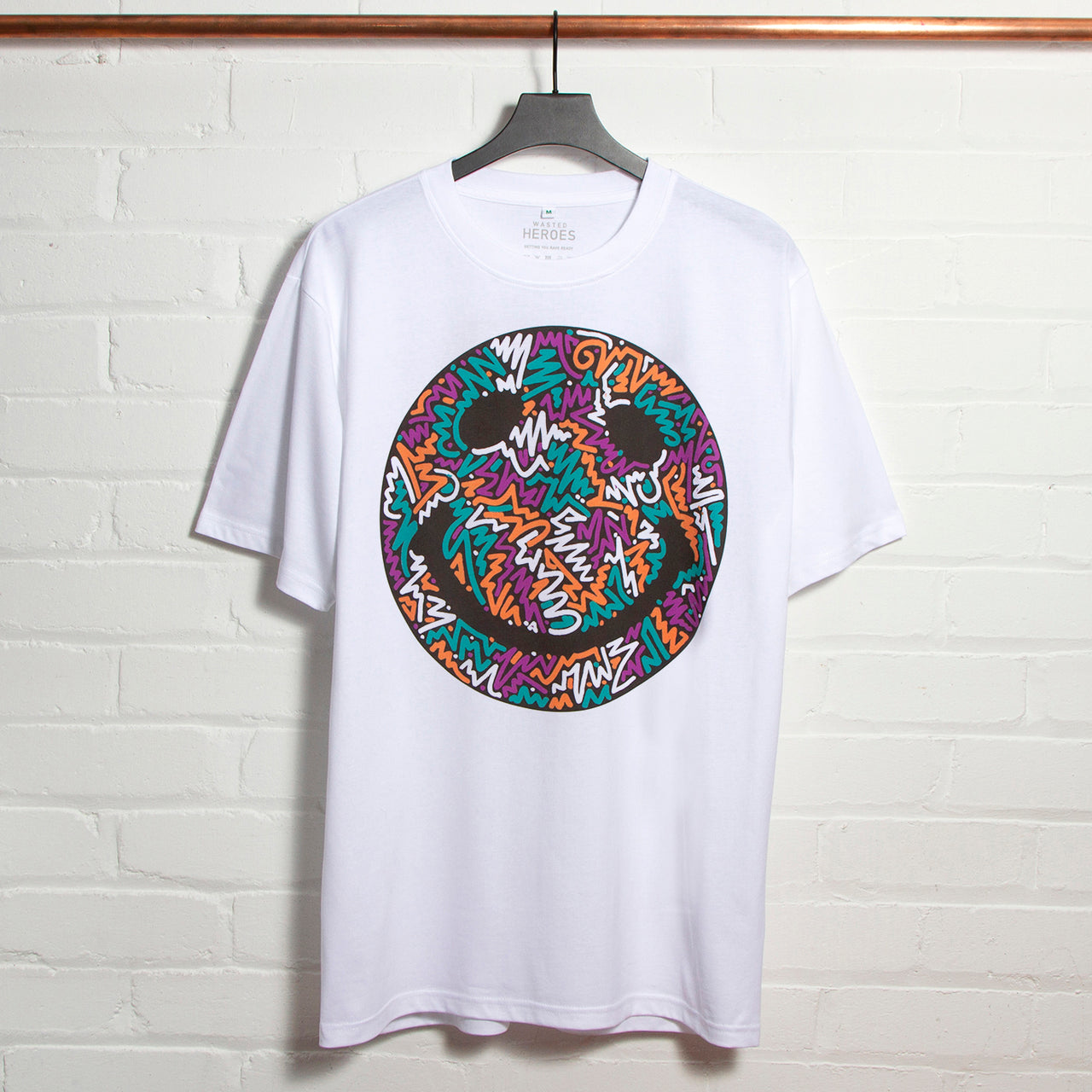 Doodle Smiley Front Print - Tshirt - White