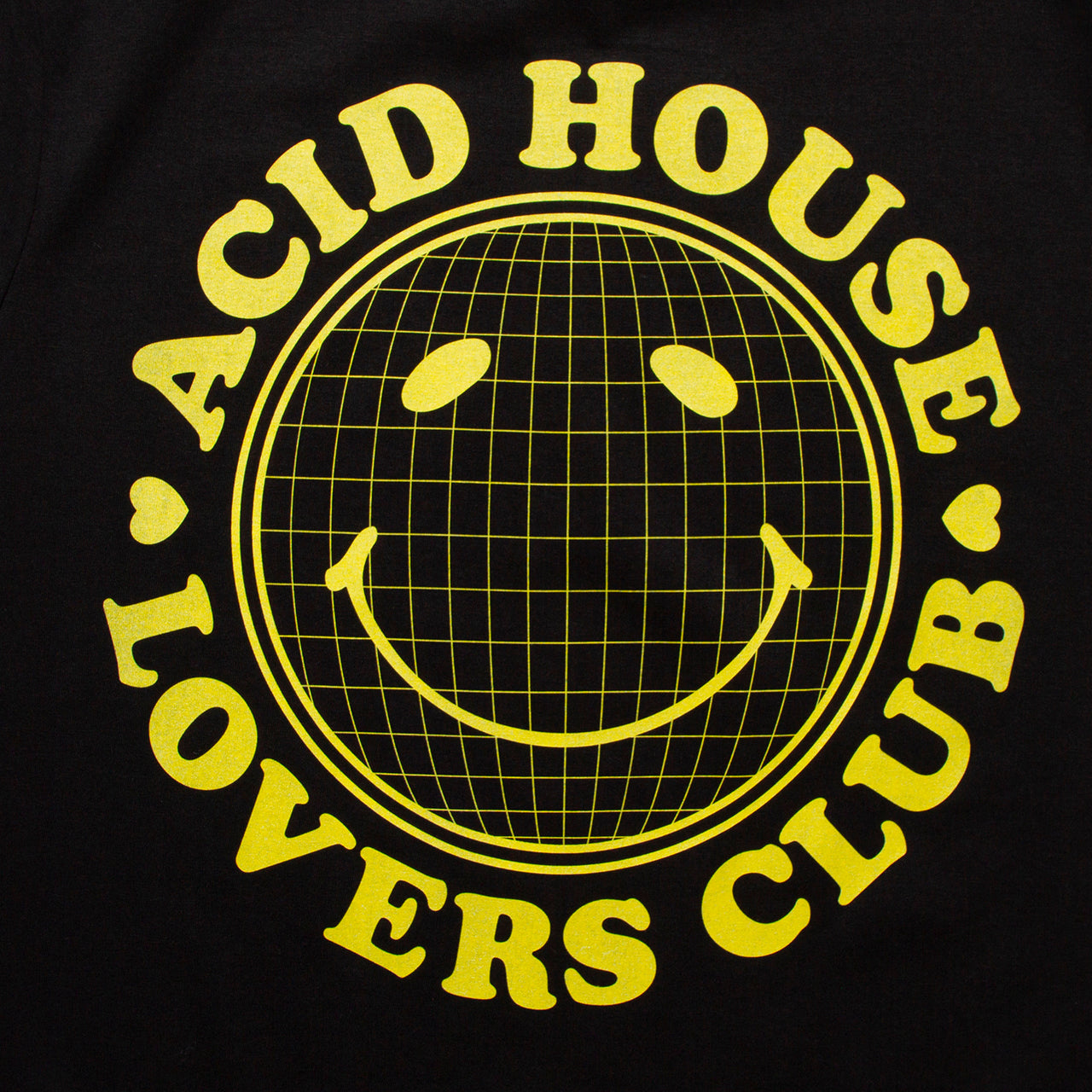 Grid Acid House Lovers Front Print - Tshirt - Black