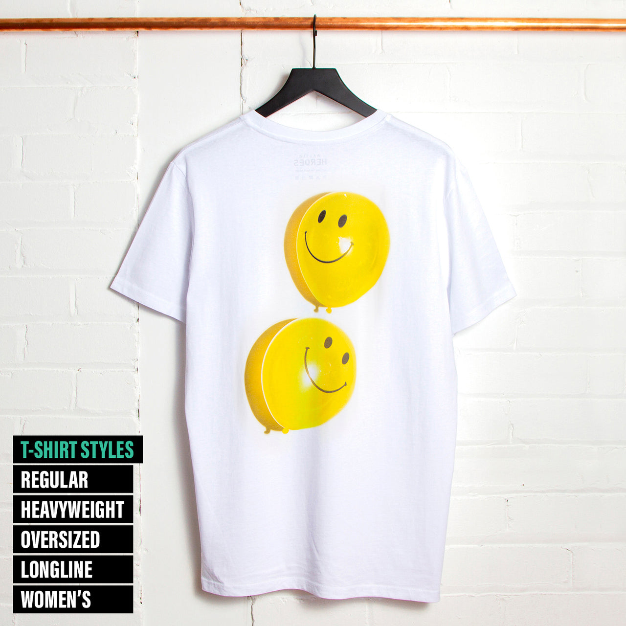 Smiley Balloon Back Print - Tshirt - White