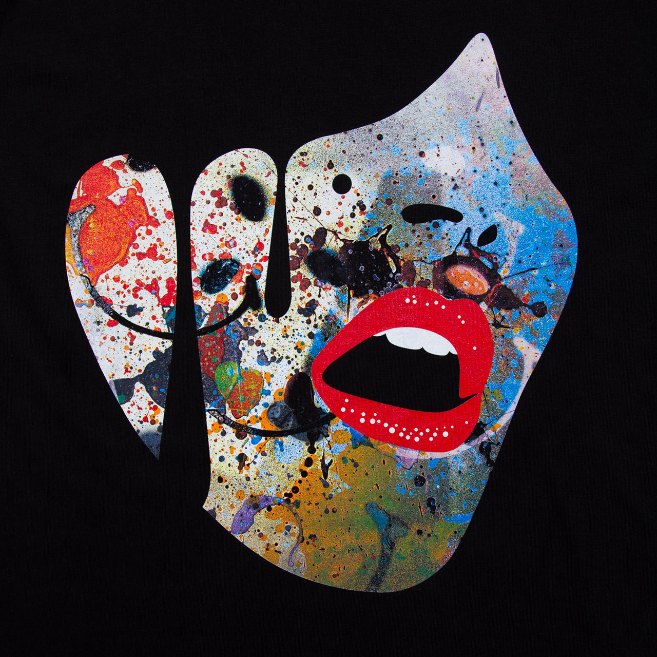 Droplet Face 001 - Tshirt - Black