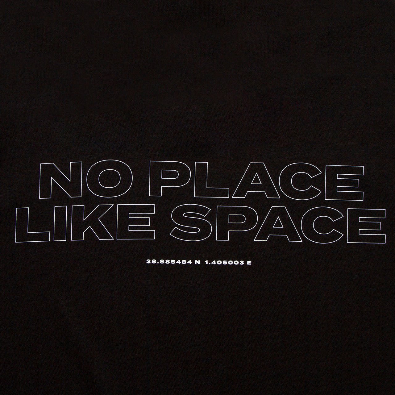 No Place Like Space Front Print - Tshirt - Black