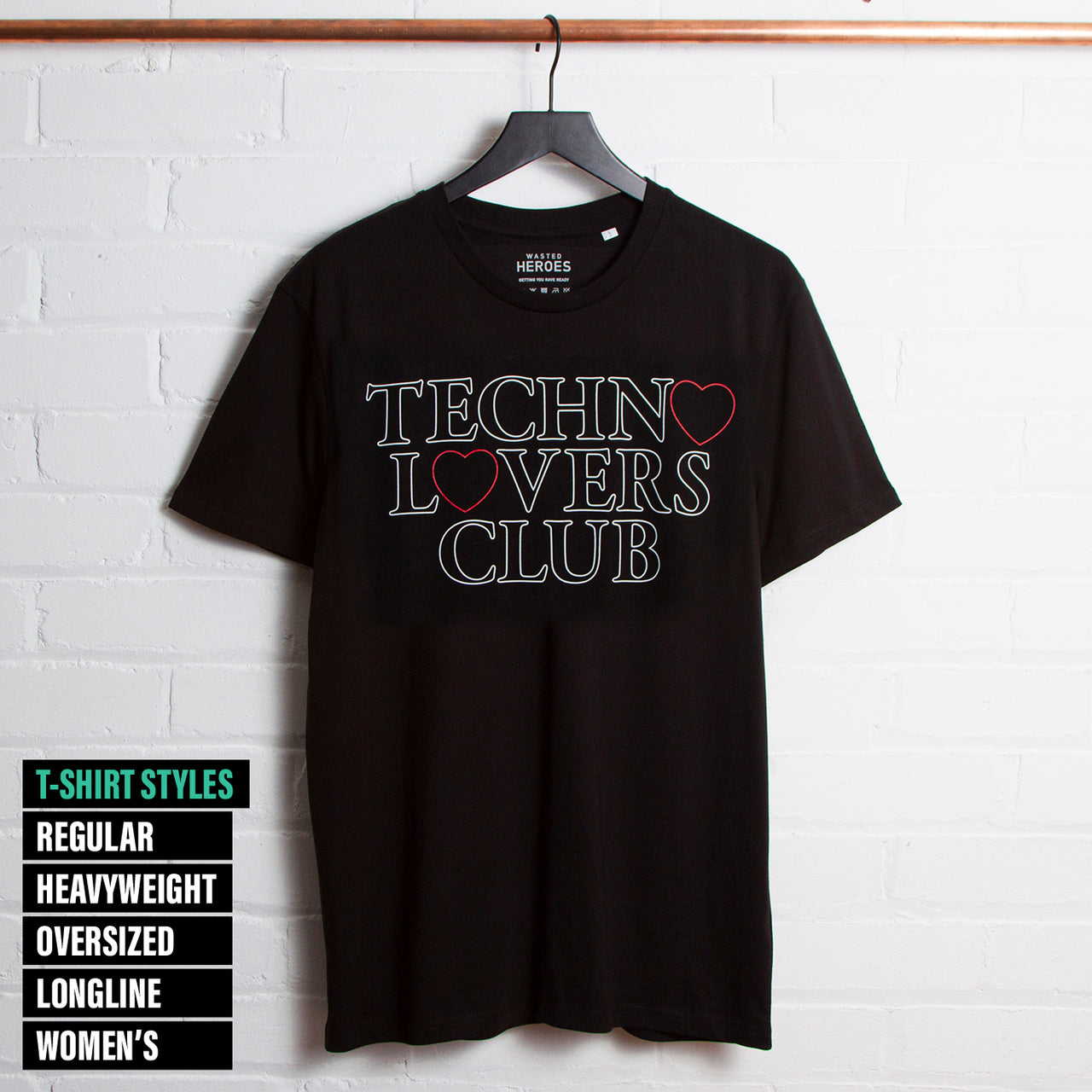 Techno Lovers Front Print - Tshirt - Black