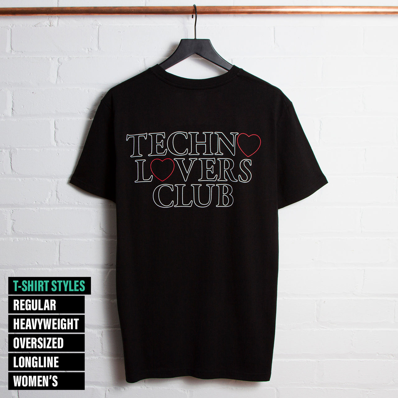 Techno Lovers Back Print - Tshirt - Black