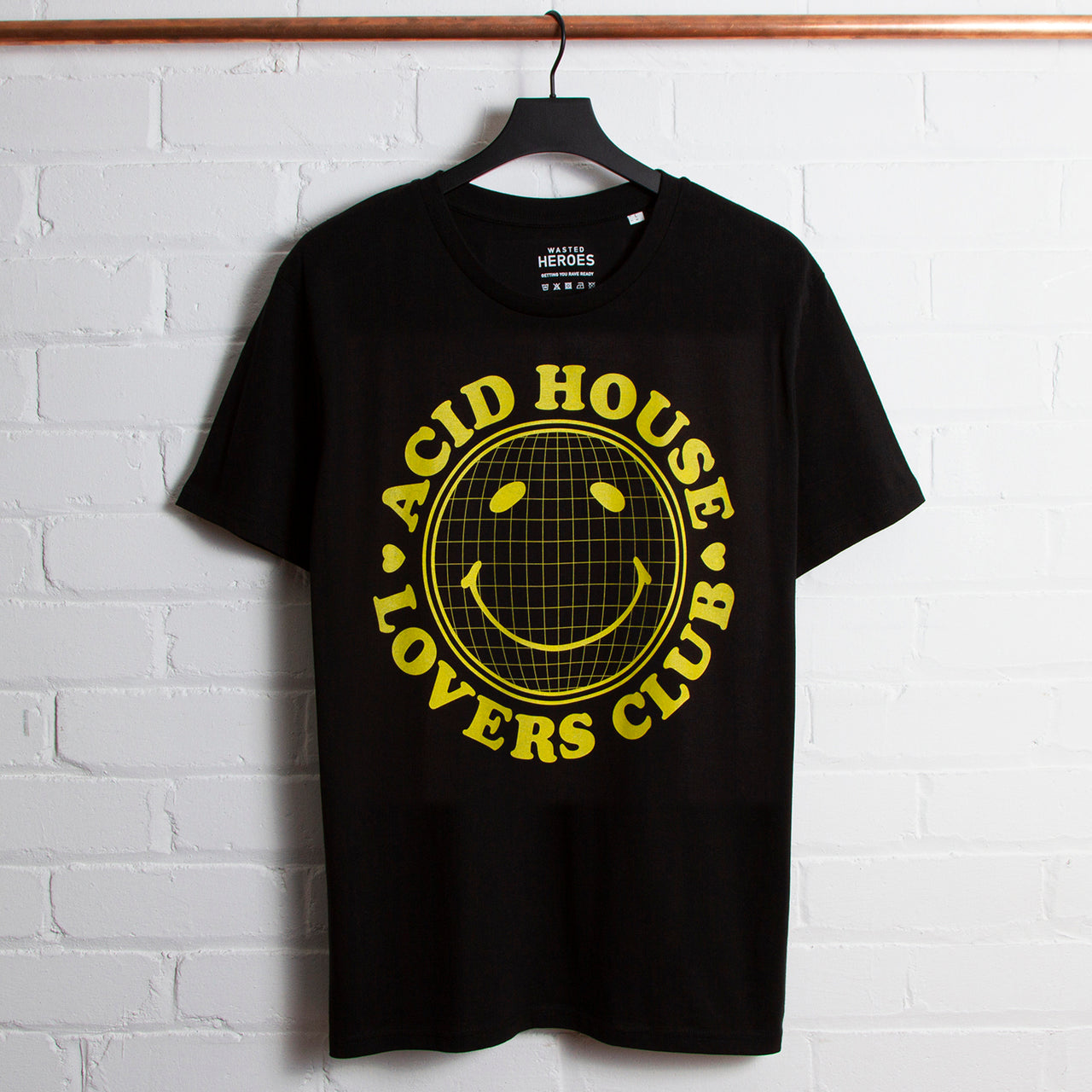 Grid Acid House Lovers Front Print - Tshirt - Black