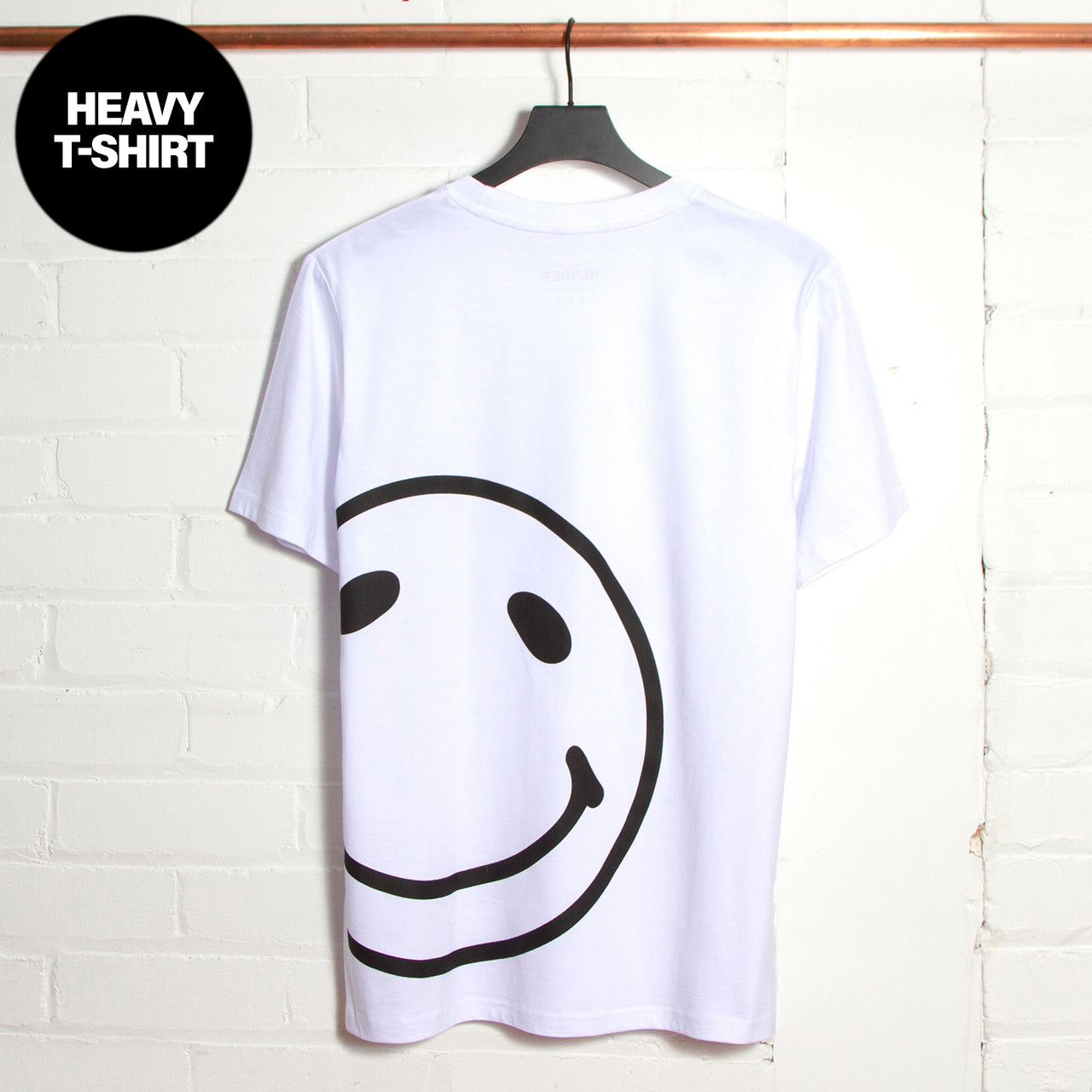 Side Smiley Back - Heavy Tshirt - White