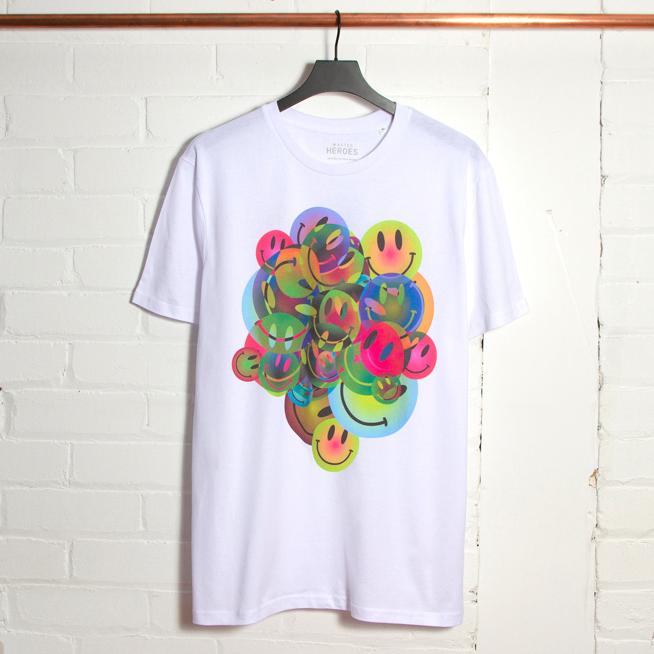 All The Smileys Front Print - Tshirt - White