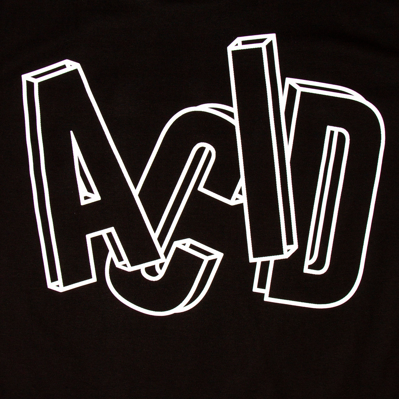 3D Acid Letter Back Print - Tshirt - Black