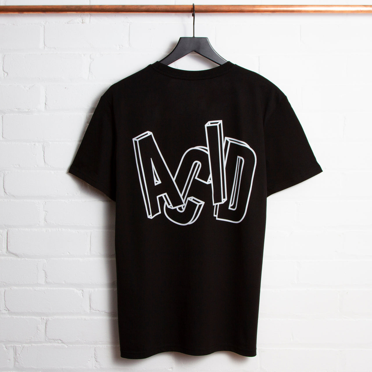 3D Acid Letter Back Print - Tshirt - Black