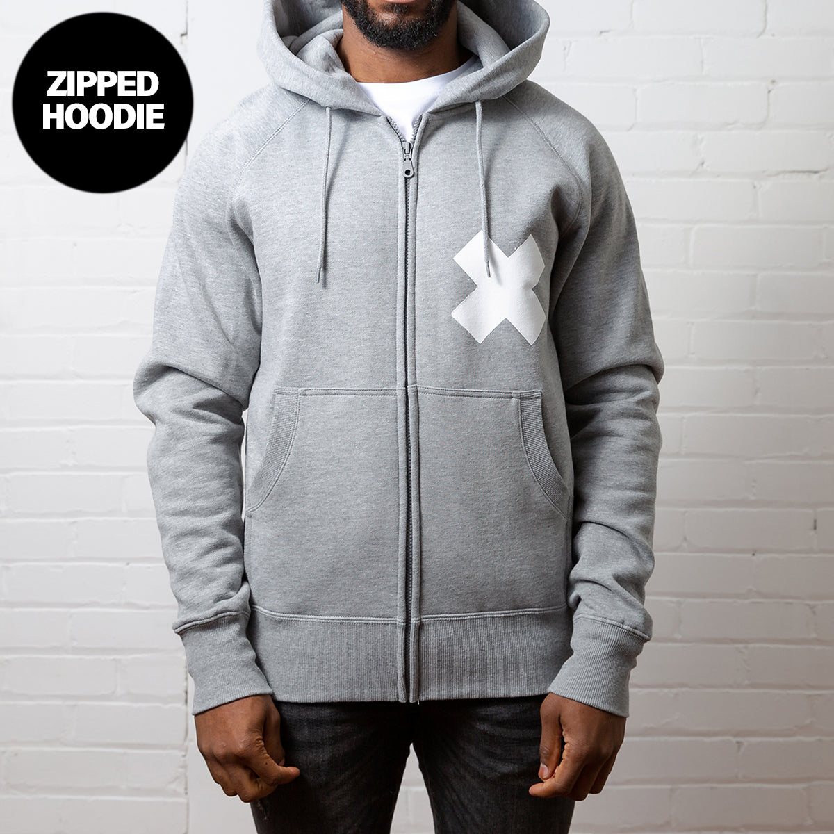 X - Zipped Hood - Grey